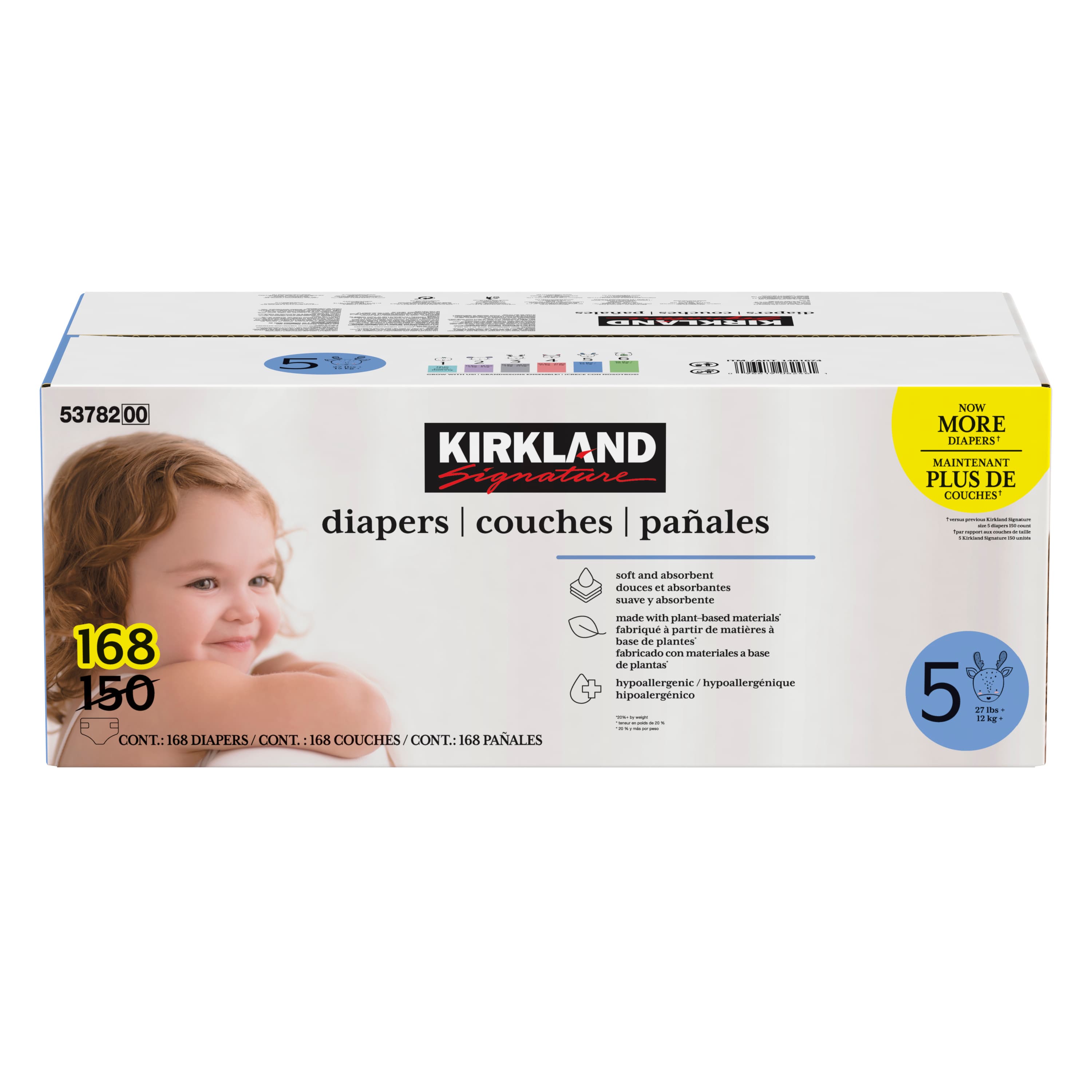 Couches Kirkland Signature Taille 5 — 168 couches