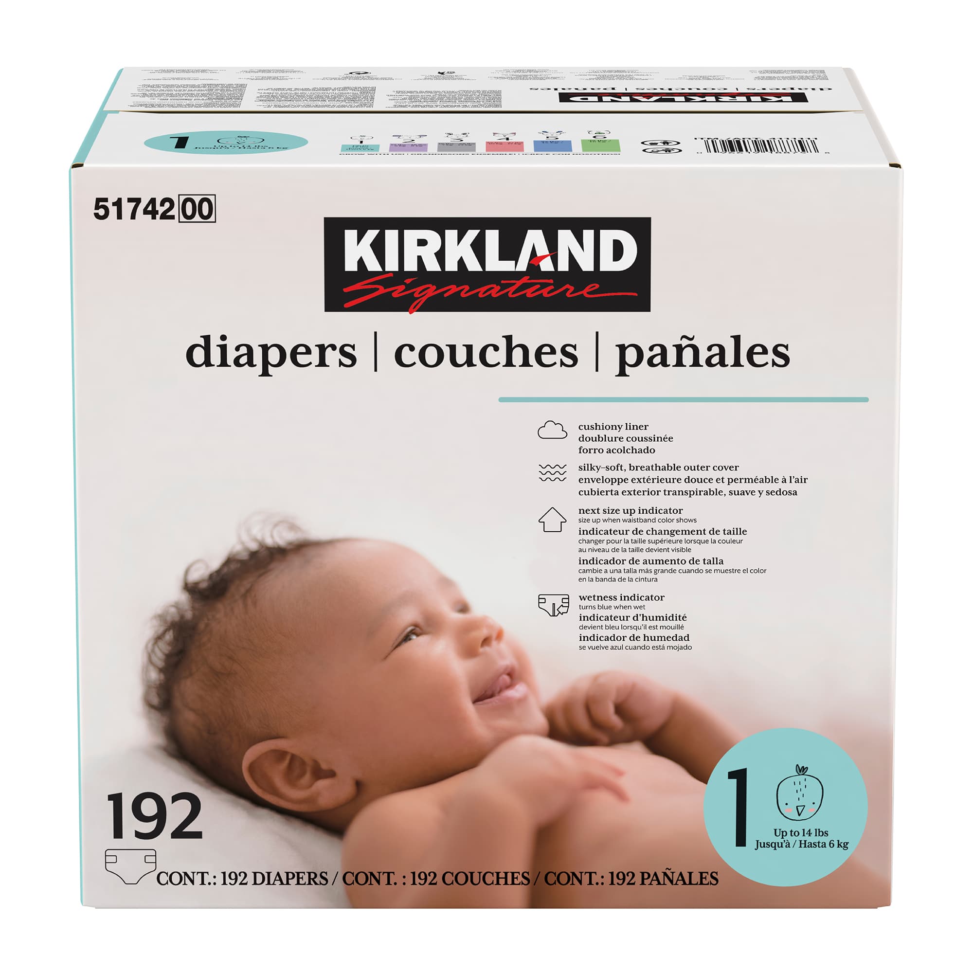 Couches Kirkland Signature Taille 1 — 192 couches