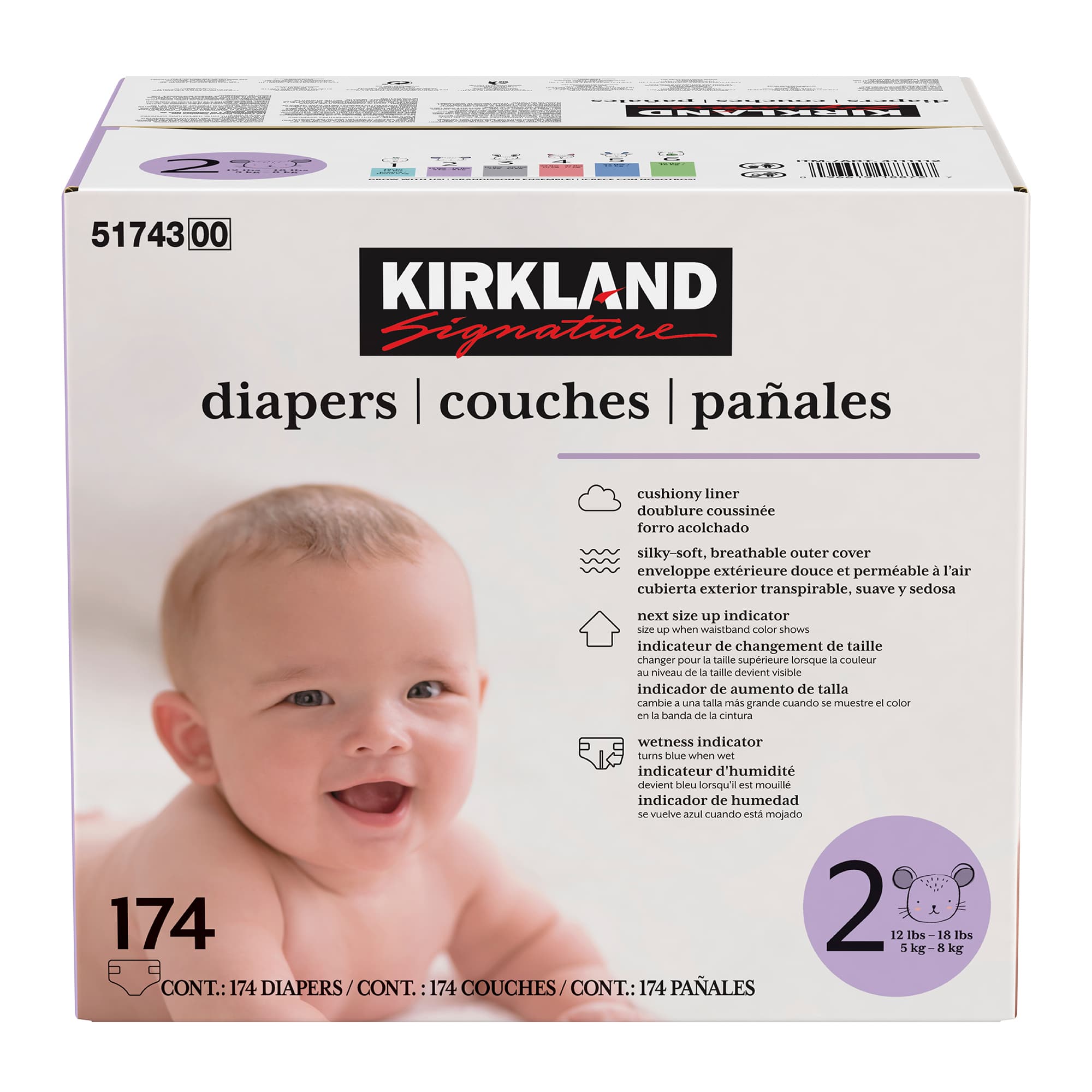 Couches Kirkland Signature Taille 2 — 174 couches